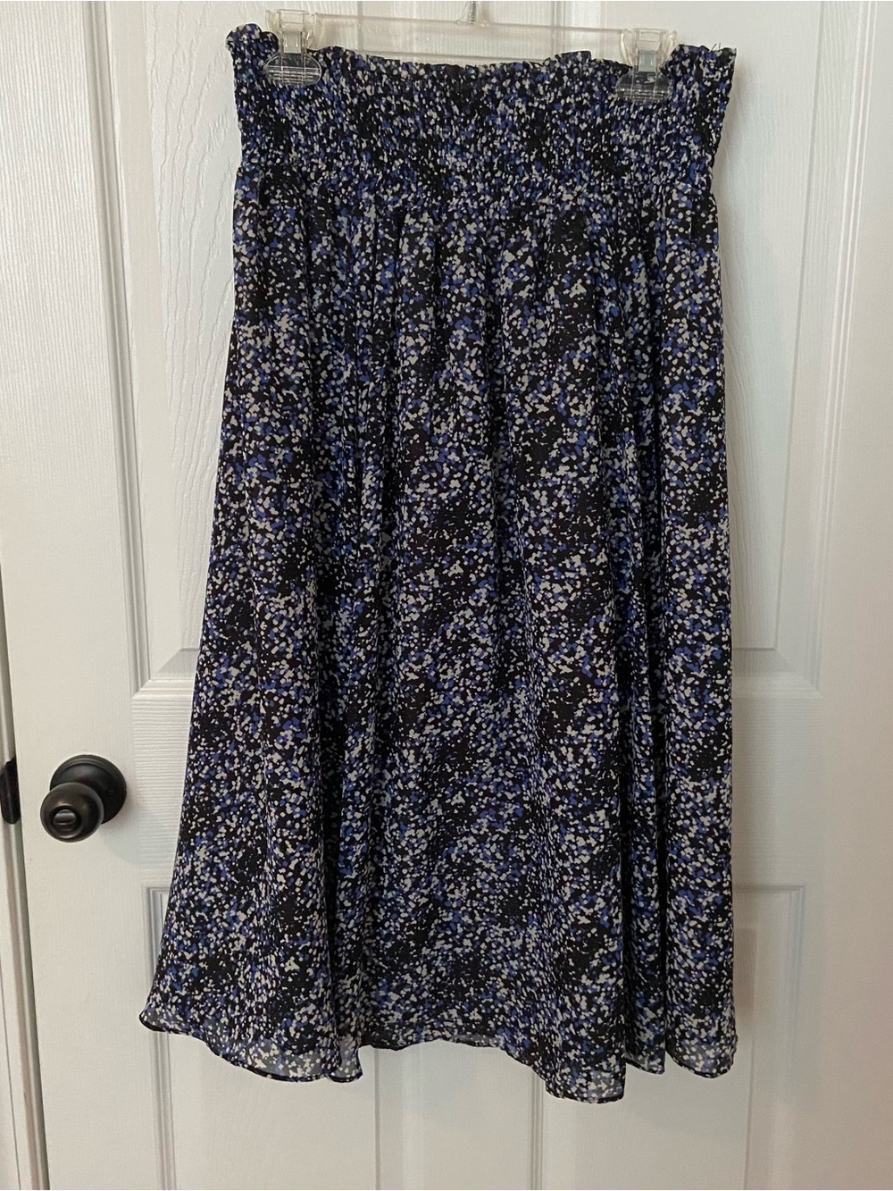 George Black and Blue Floral Maxi Skirt with Smocked Waist